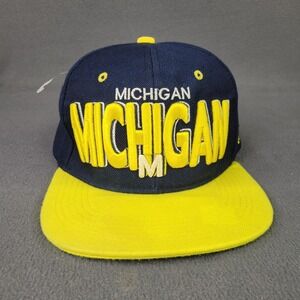 Michigan Wolverines Hat Cap Snap Back Mens Adjustable Blue Yellow Adult NCAA